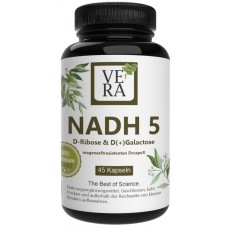 NADH - НАДХ - натуральный ("кофермент 1"), 5 мг на капсулу, плюс D-рибоза и D(+)галактоза. Фермент из растительного сырья. В устойчивых к воздействию желудочного сока капсулах, веганский, 100% чистота, ИЗ ГЕРМАНИИ