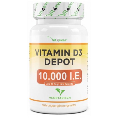 Витамин D3 Депо 10.000 I. E., ЗАПАС НА 1 ГОД! Укрепляет зубы, кости, мышцы, регулирует кальций, укрепляет нервную систему, память, работу мозга. ИЗ ГЕРМАНИИ