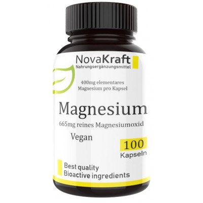 Магний, оксид магния, 665 мг магния на капсулу! Из них 400мг элементарного магния, 100% чистота, натуральный продукт! Веганское качество, укрепляет нервы, сердце, ИЗ ГЕРМАНИИ