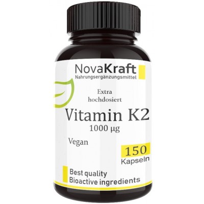 Витамин K2 (MK7, all-trans), БОЛЬШАЯ ДОЗА 1000 мкг, Запас 150 капсул на 5-6 МЕСЯЦЕВ, веганский, важно принимать вместе с D3, регулирует усвоения кальция, укрепляет сосуды, ИЗ ГЕРМАНИИ