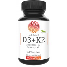 СИЛЬНЫЙ D3 + K2 – 20.000 ед., НА 6-7 МЕСЯЦЕВ, солнечный витамин Д 3, повышает иммунитет, укрепляет кости, зубы, волосы, ногти, дает силы, восстанавливает нервы, клетки мозга, зрения, ИЗ ГЕРМАНИИ