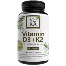 Витамин D3 20.000 + K2 MK7, ВЕГАНСКИЙ, из лишайника, изготовлен в Германии, 100% растительный, повышает иммунитет, укрепляет зубы, кости, важен для мозга, нервной системы, печени, почек, ИЗ ГЕРМАНИИ