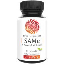 SAMe - S-аденозилметионин, ВЫСОКАЯ дозировка 400 мг, натуральный, 100% чистота, растительный, без добавок, даёт энергию клеткам, восстанавливает ДНК, улучшает метаболизм, ИЗ ГЕРМАНИИ