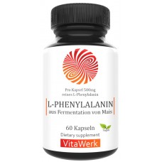 L-фенилаланин, запас на 2 МЕСЯЦА, 500 мг на капсулу, натуральная, из ферментации, растительная, для здоровья мозга, сердца, нервной системы, 100% чистота, ИЗ ГЕРМАНИИ