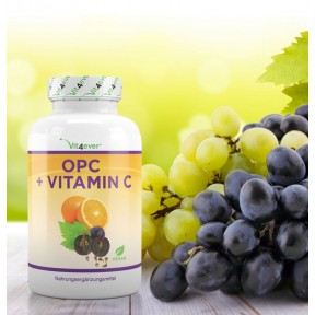 Ресвератрол - OPC с витамином C-180 капсулы - 1050 мг экстракта виноградных косточек на порцию-лабораторный тест – из Германии